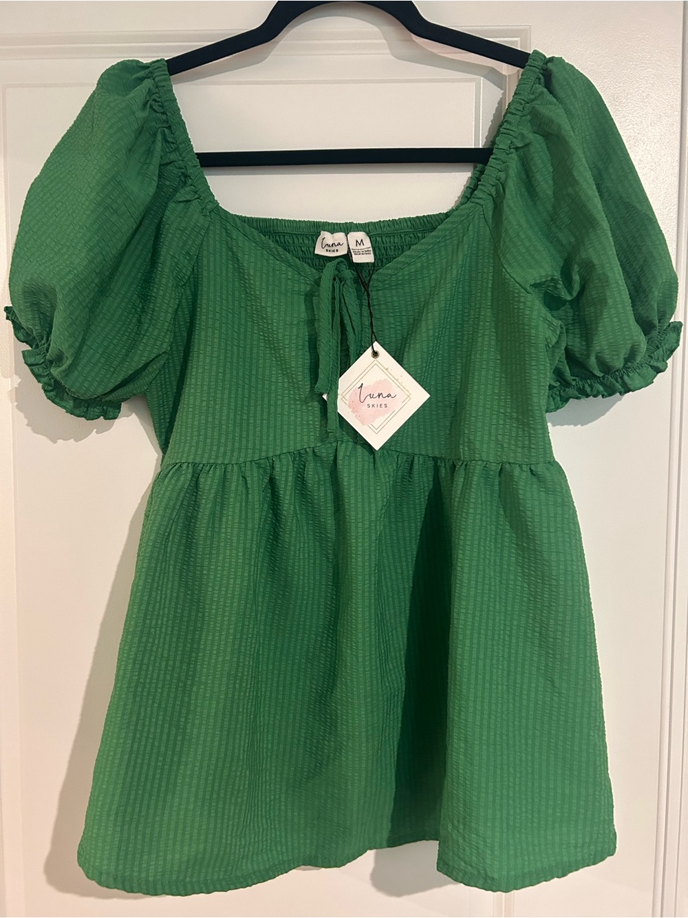 Green Puff-Sleeve Top